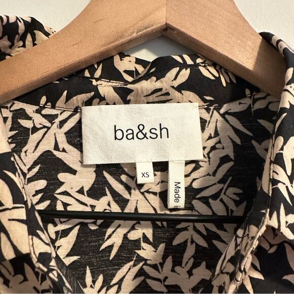 Ba&sh Black Cream Floral Printed Button Front Tie Front Blouse Top XS - Picture 12 of 12